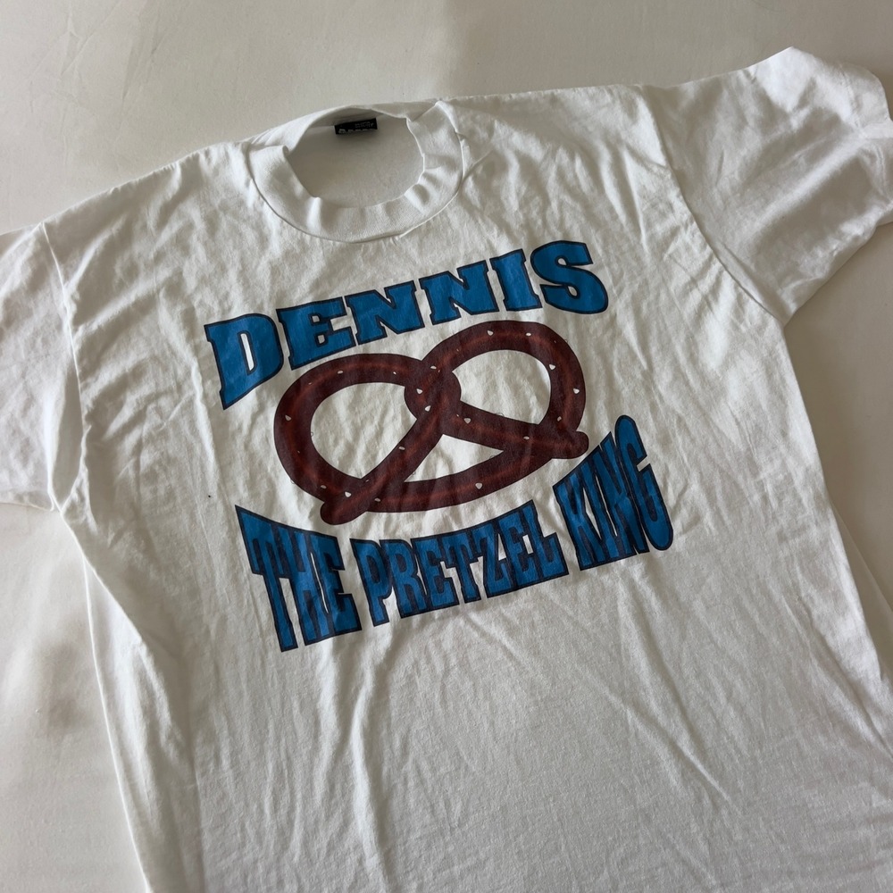 Vintage Dennis‎ The Pretzel King T-Shirt White Single Stitch